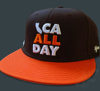 CA ALL DAY Brown Snapback hat (Orange/White)